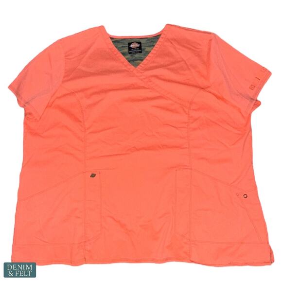 Dickies Scrub Set Coral/Camo Stretch V-Neck Top & Petite Pants 3XL/XL Modern Fit - Picture 2 of 14